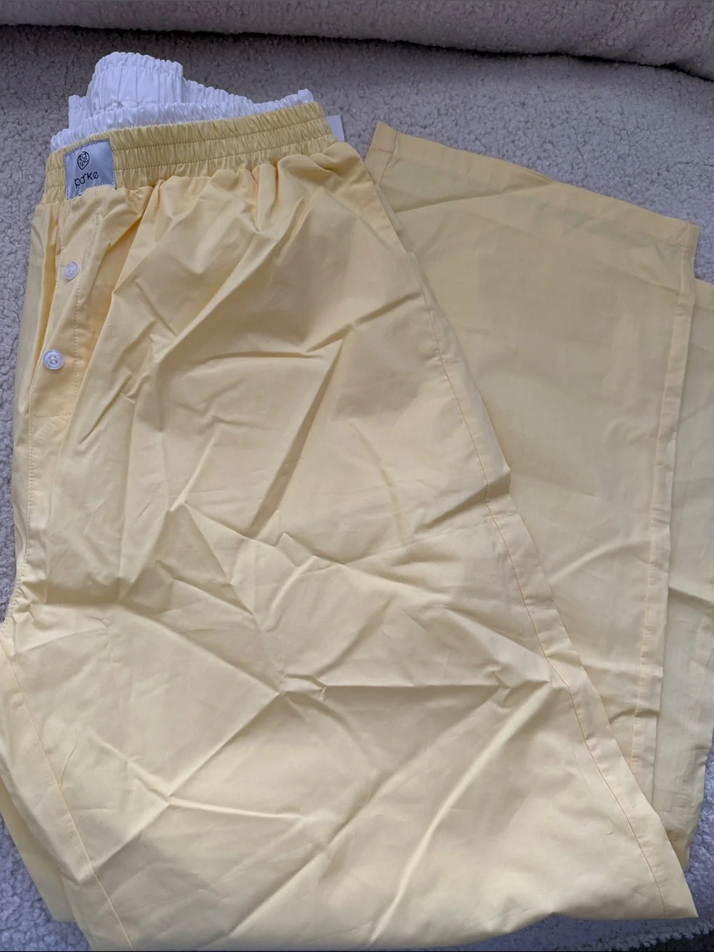 PARKE Yellow Double Boxer Cotton Button-Front Lounge Pants Size L NWOT
